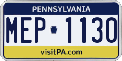 PA license plate MEP1130