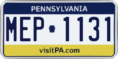 PA license plate MEP1131