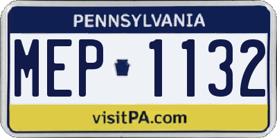 PA license plate MEP1132