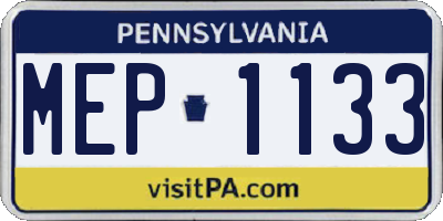 PA license plate MEP1133