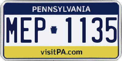 PA license plate MEP1135