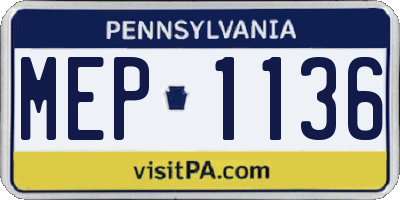PA license plate MEP1136