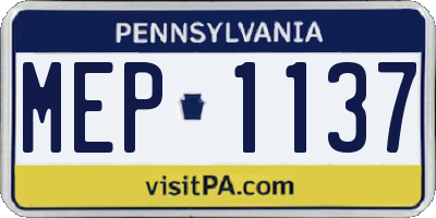 PA license plate MEP1137