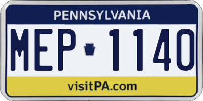 PA license plate MEP1140