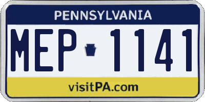 PA license plate MEP1141