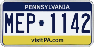 PA license plate MEP1142
