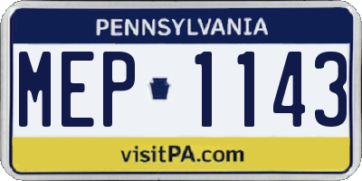 PA license plate MEP1143