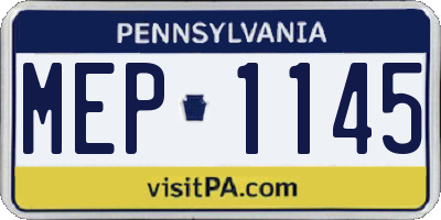 PA license plate MEP1145