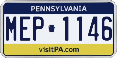 PA license plate MEP1146