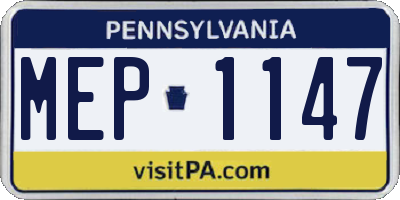 PA license plate MEP1147