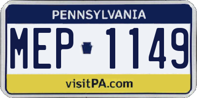 PA license plate MEP1149