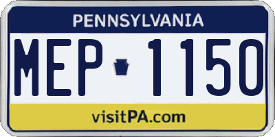 PA license plate MEP1150