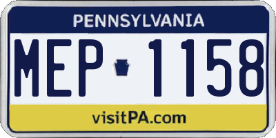 PA license plate MEP1158