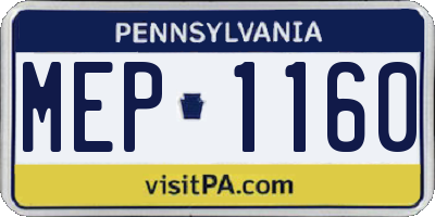 PA license plate MEP1160