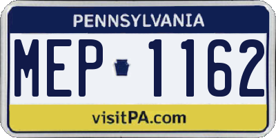 PA license plate MEP1162