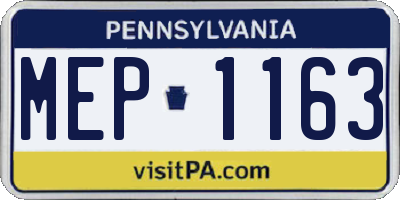 PA license plate MEP1163