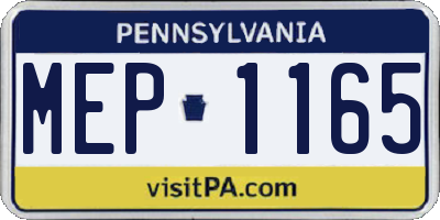 PA license plate MEP1165