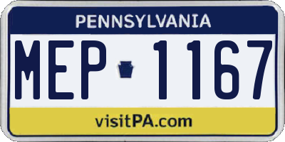 PA license plate MEP1167