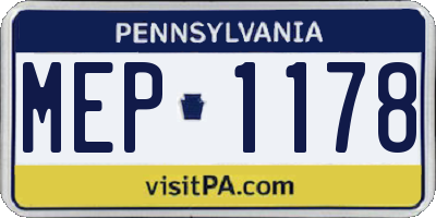 PA license plate MEP1178