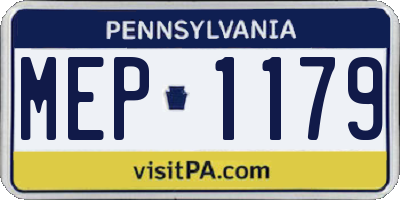 PA license plate MEP1179