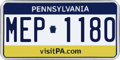 PA license plate MEP1180