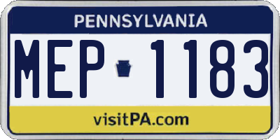 PA license plate MEP1183