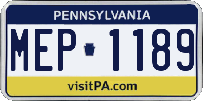 PA license plate MEP1189