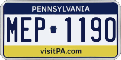 PA license plate MEP1190