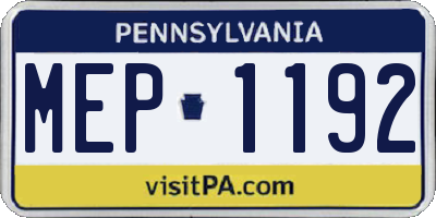 PA license plate MEP1192