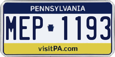 PA license plate MEP1193