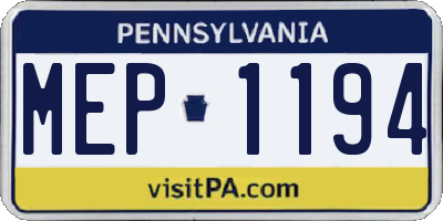 PA license plate MEP1194