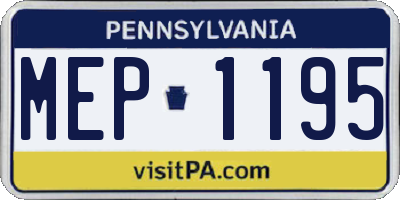 PA license plate MEP1195