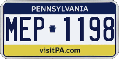 PA license plate MEP1198