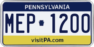 PA license plate MEP1200