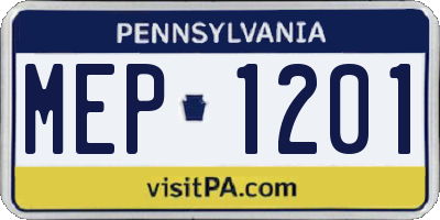 PA license plate MEP1201