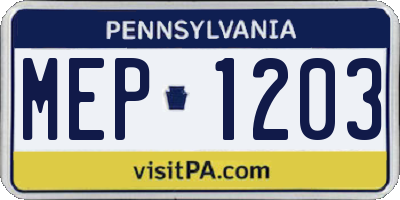 PA license plate MEP1203