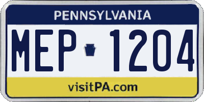 PA license plate MEP1204