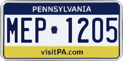 PA license plate MEP1205