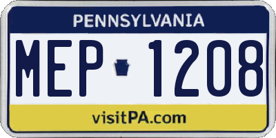 PA license plate MEP1208