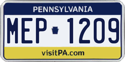 PA license plate MEP1209