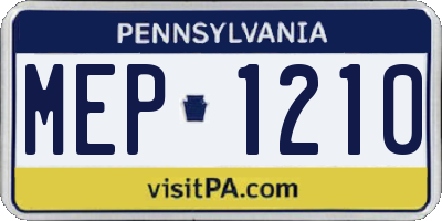 PA license plate MEP1210