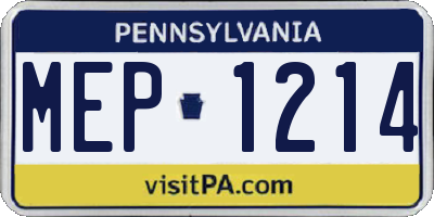 PA license plate MEP1214