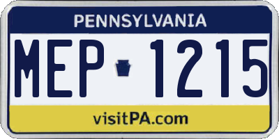 PA license plate MEP1215