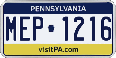 PA license plate MEP1216