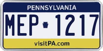 PA license plate MEP1217