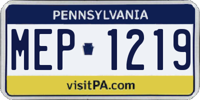 PA license plate MEP1219