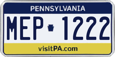 PA license plate MEP1222