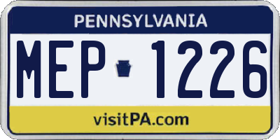PA license plate MEP1226