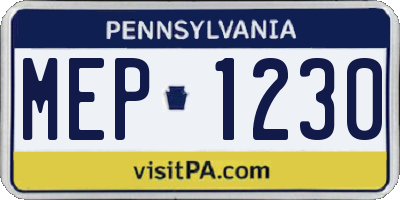 PA license plate MEP1230
