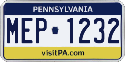 PA license plate MEP1232